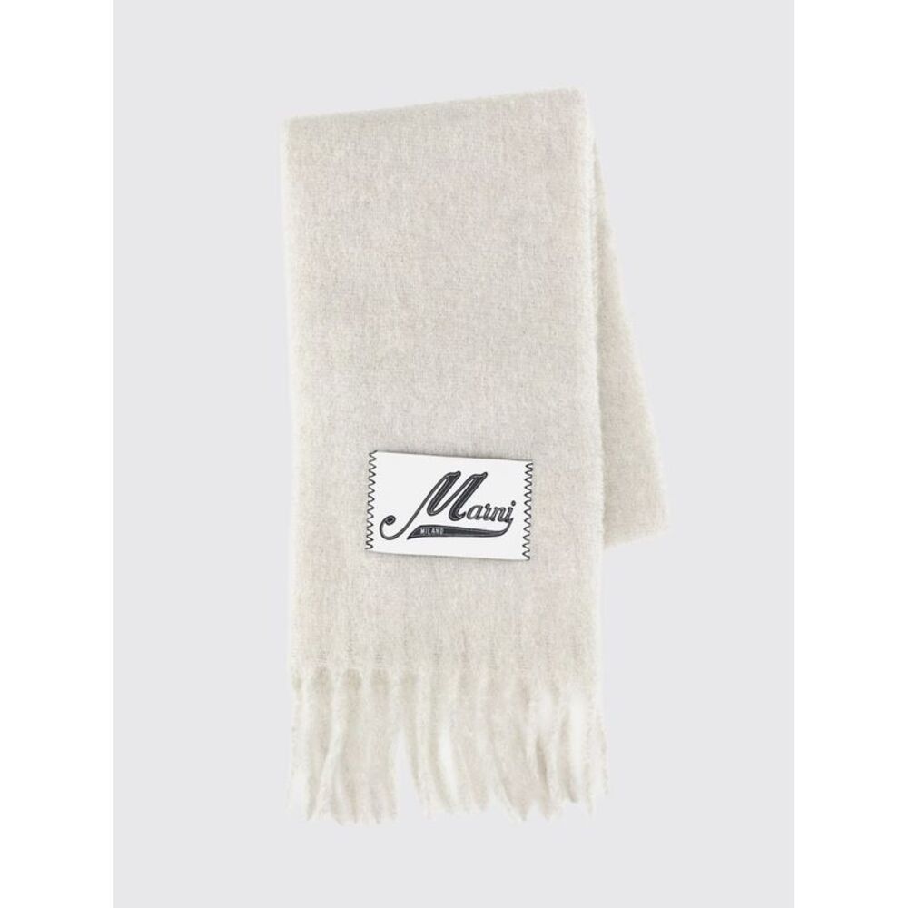 Marni Logo-Patch Fringed Alpaca Wool-Blend Scarf In A Colour-Block Design